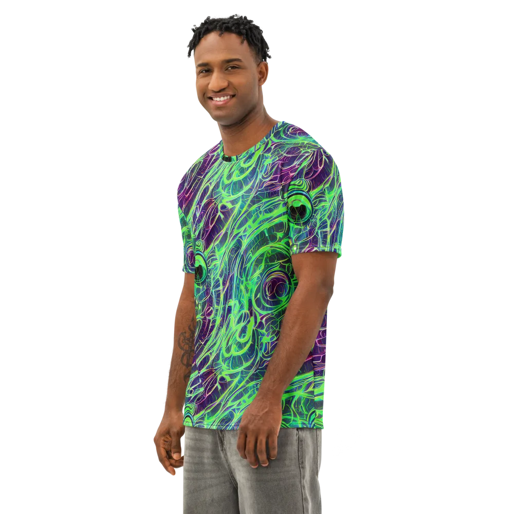 Synthwave Canopy on Men's Cotton Crew Neck T-Shirt — Left Front