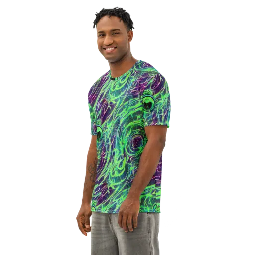 Synthwave Canopy on a Men's Cotton Crew Neck T-Shirt