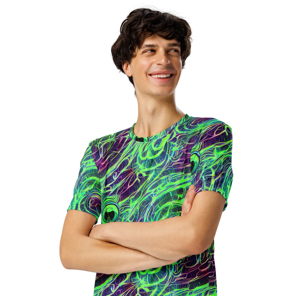 Synthwave Canopy on Men's Crew Neck T-Shirt — Left Front