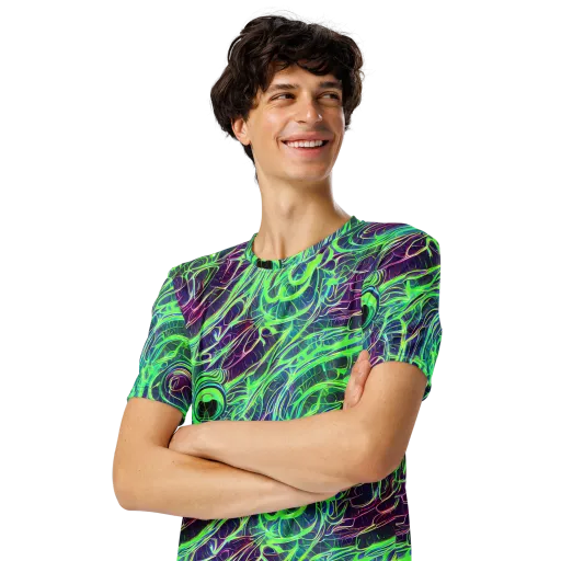 Synthwave Canopy on a Men's Crew Neck T-Shirt