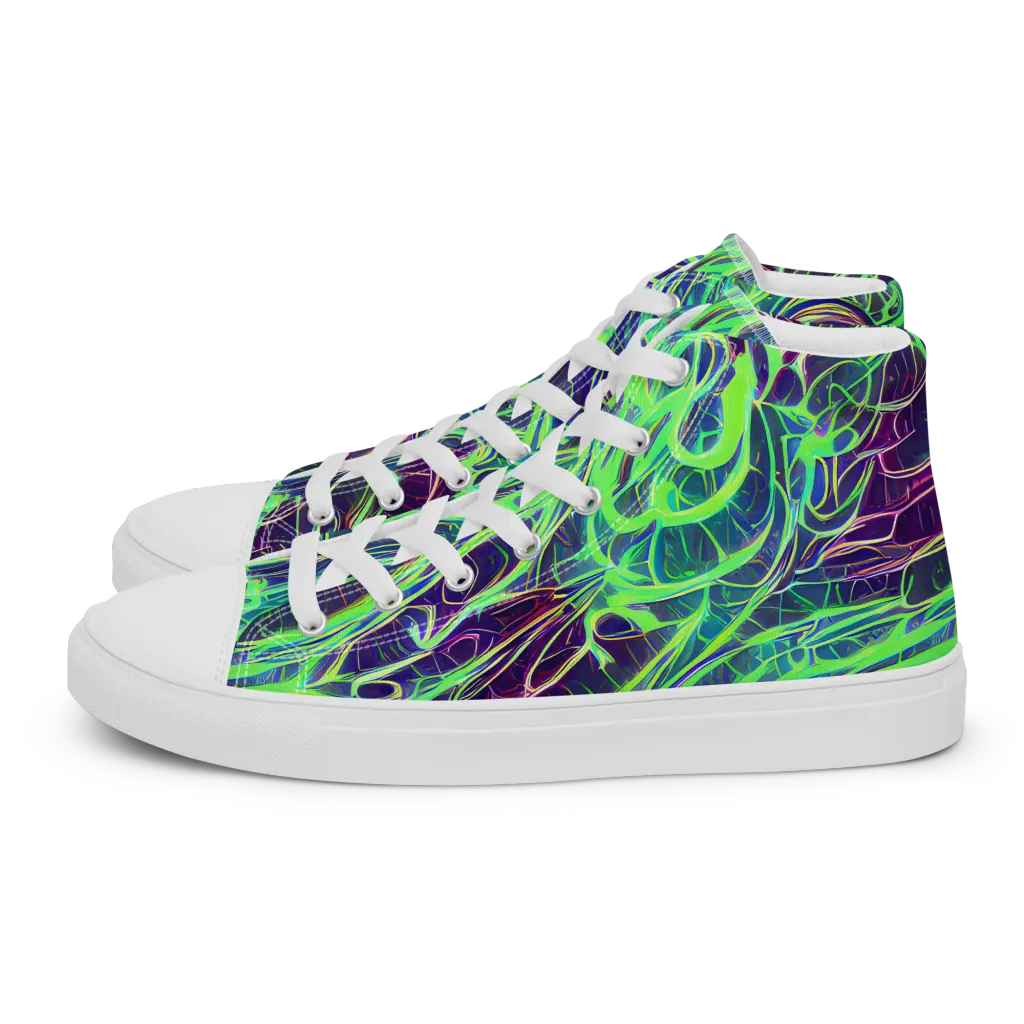 Synthwave Canopy on Men's High Top Canvas Shoes — Left