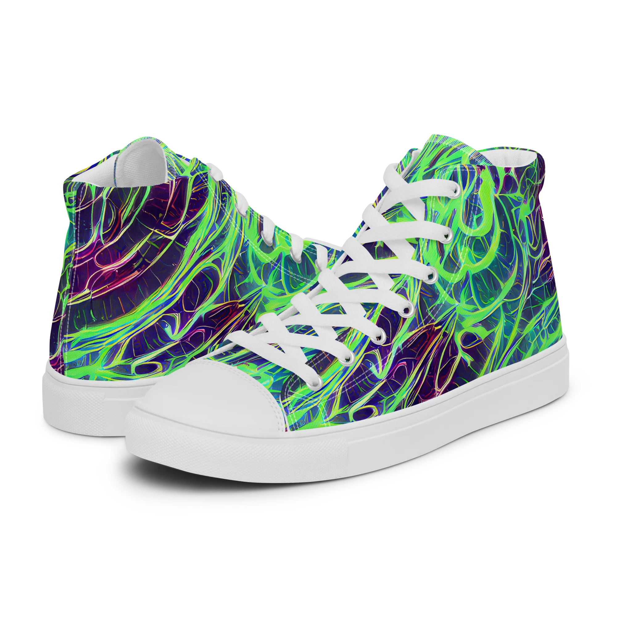 Synthwave Canopy on Men's High Top Canvas Shoes — Left