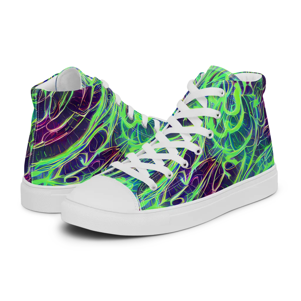 Synthwave Canopy on Men's High Top Canvas Shoes — Left