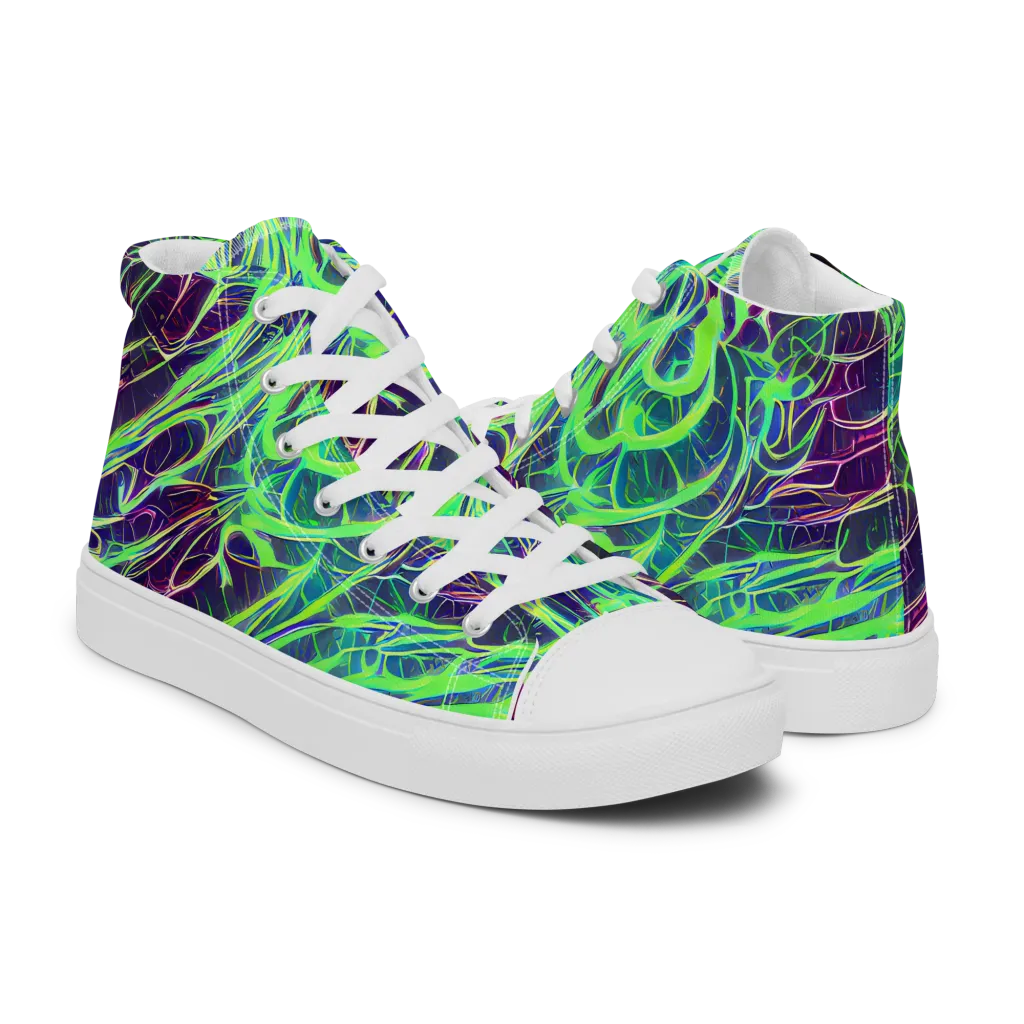Synthwave Canopy on Men's High Top Canvas Shoes — Right