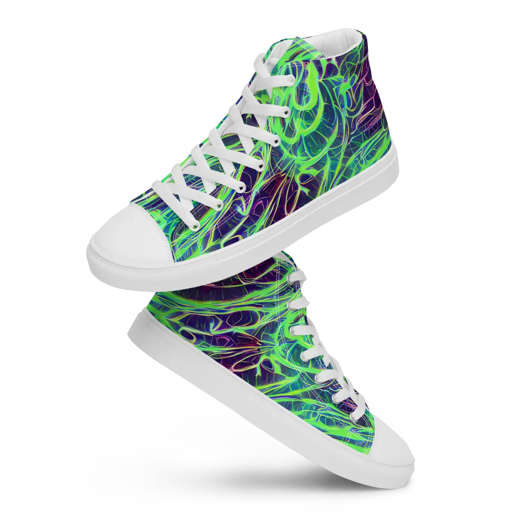 Synthwave Canopy on Men's High Top Canvas Shoes — Front