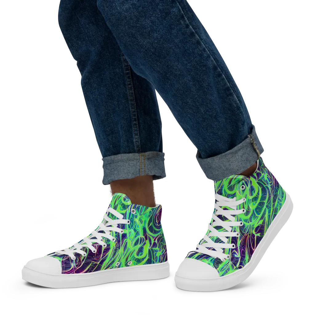 Synthwave Canopy on Men's High Top Canvas Shoes — Left