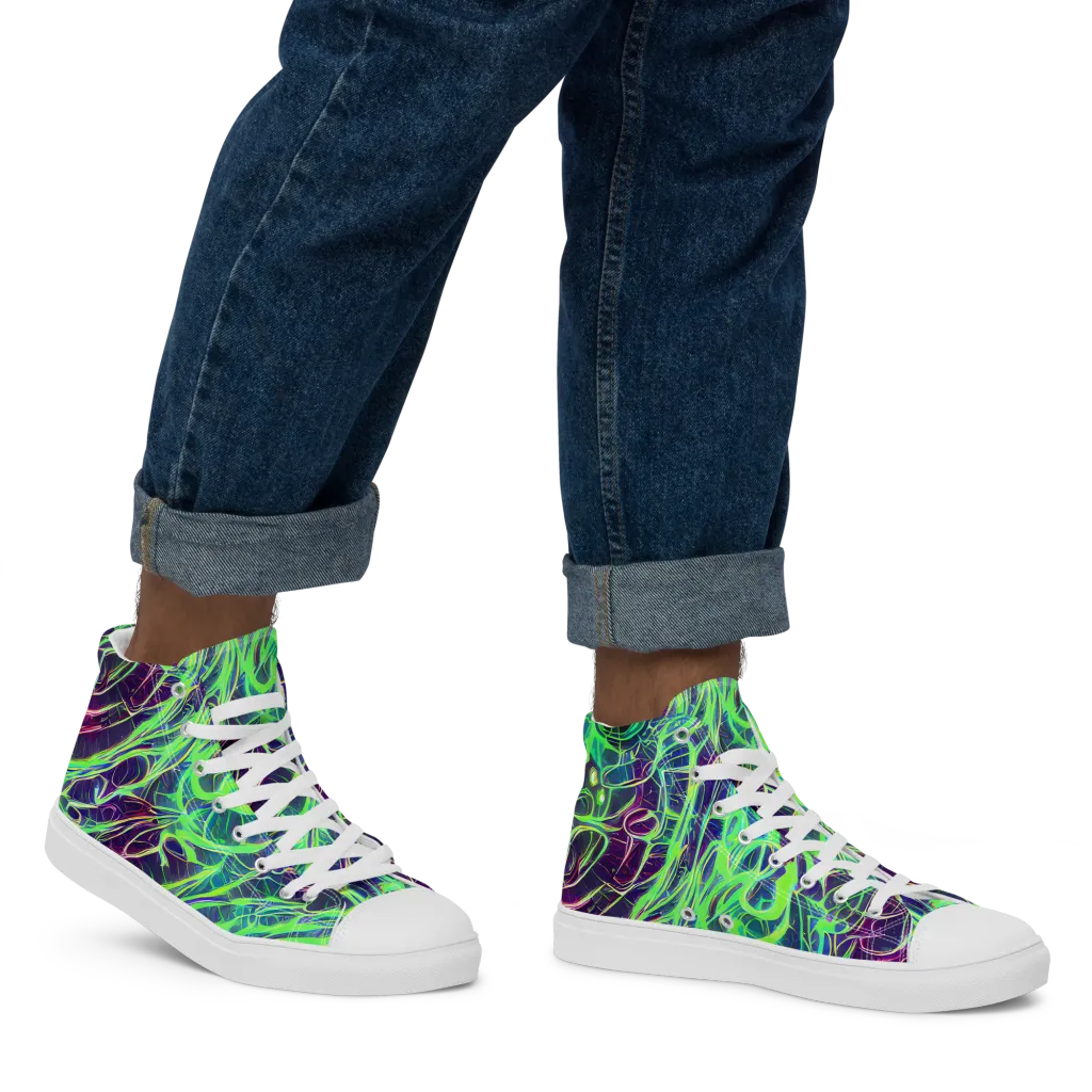 Synthwave Canopy on Men's High Top Canvas Shoes — Right