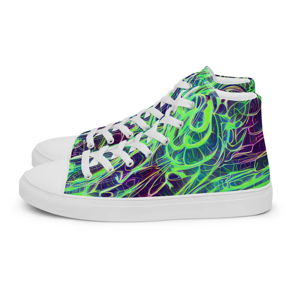 Synthwave Canopy on Women's High Top Canvas Shoes — Left