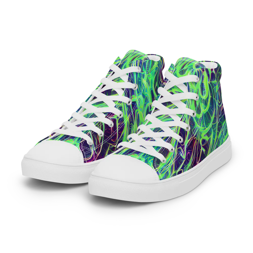 Synthwave Canopy on Women's High Top Canvas Shoes — Left Front