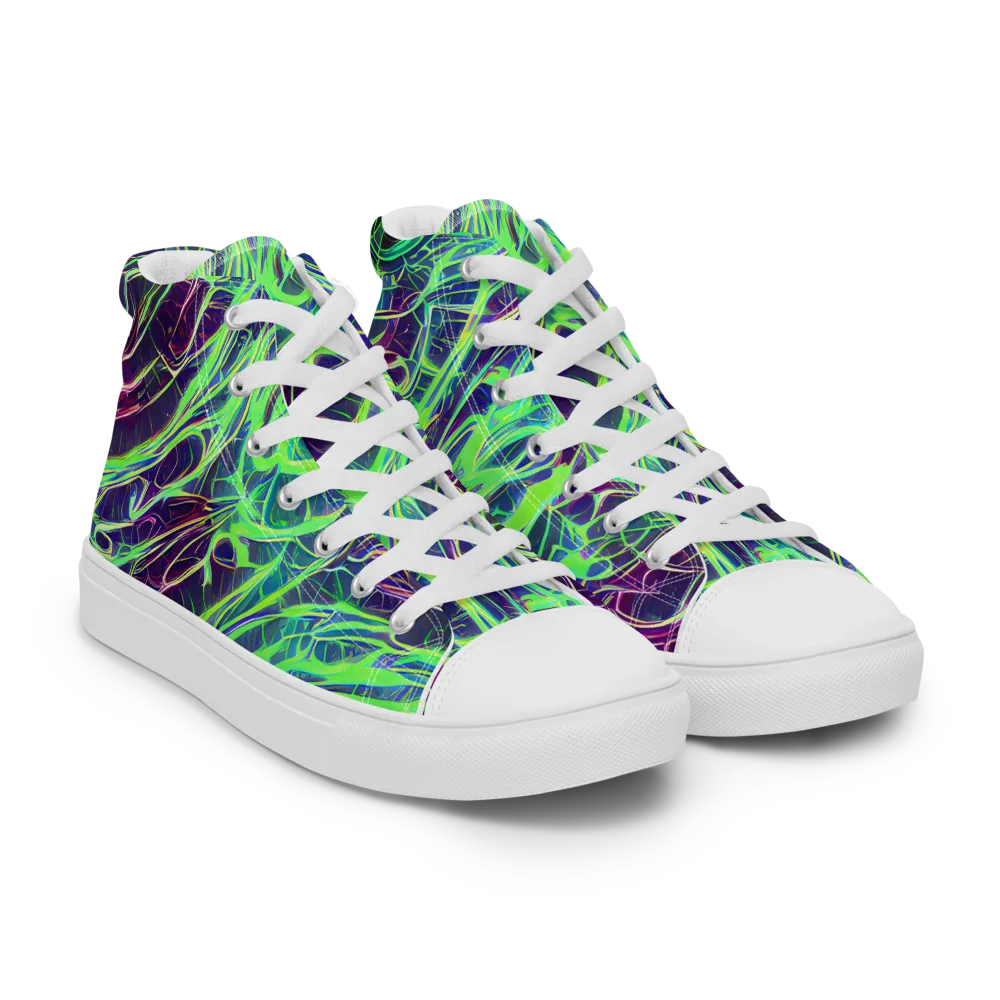 Synthwave Canopy on Women's High Top Canvas Shoes — Right Front