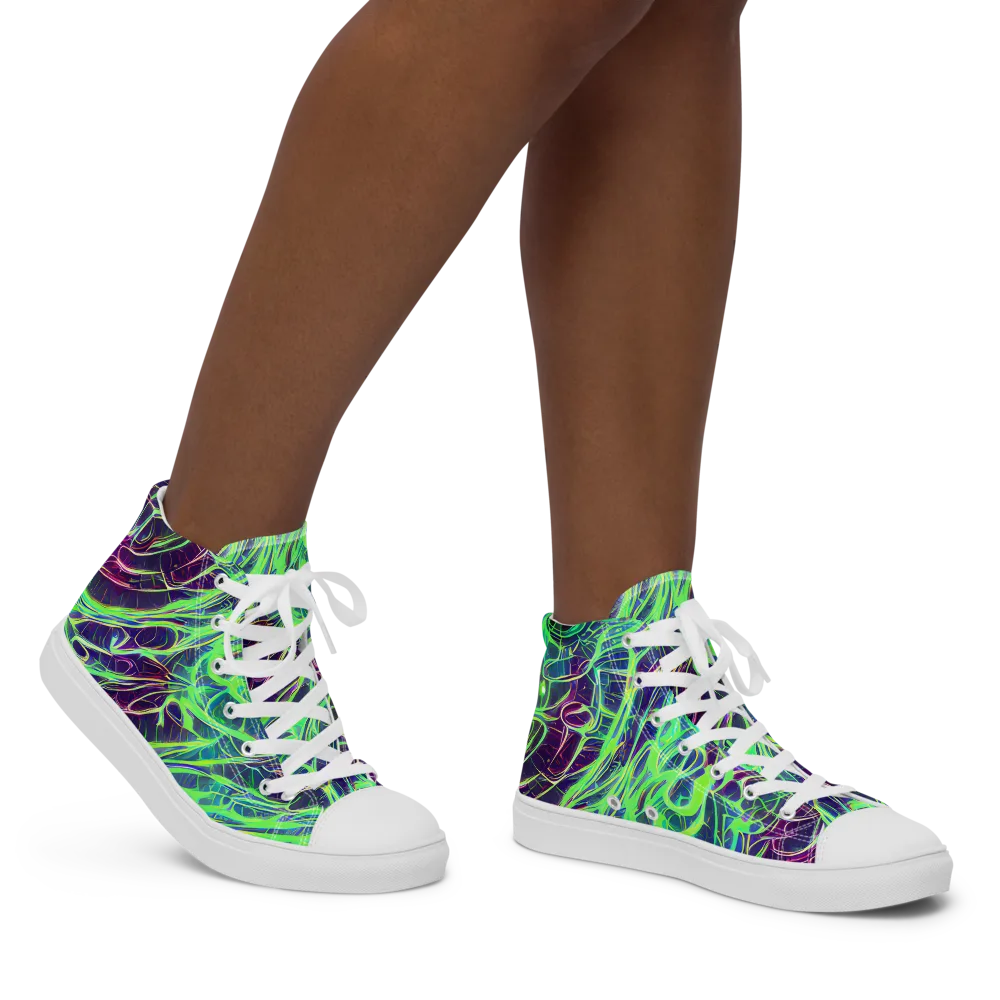 Synthwave Canopy on Women's High Top Canvas Shoes — Right