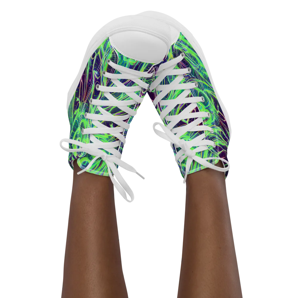 Synthwave Canopy on Women's High Top Canvas Shoes — Front