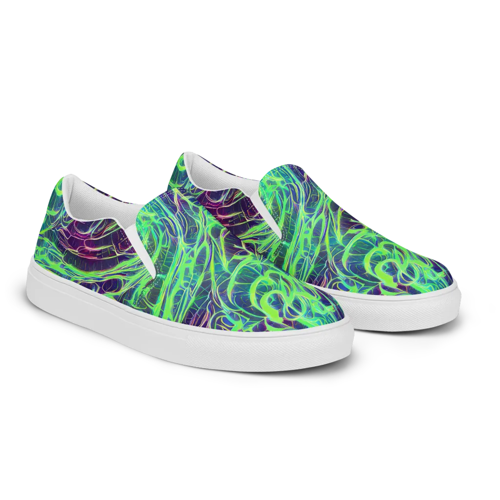 Synthwave Canopy on Men's Slip-On Canvas Shoes — Right Front