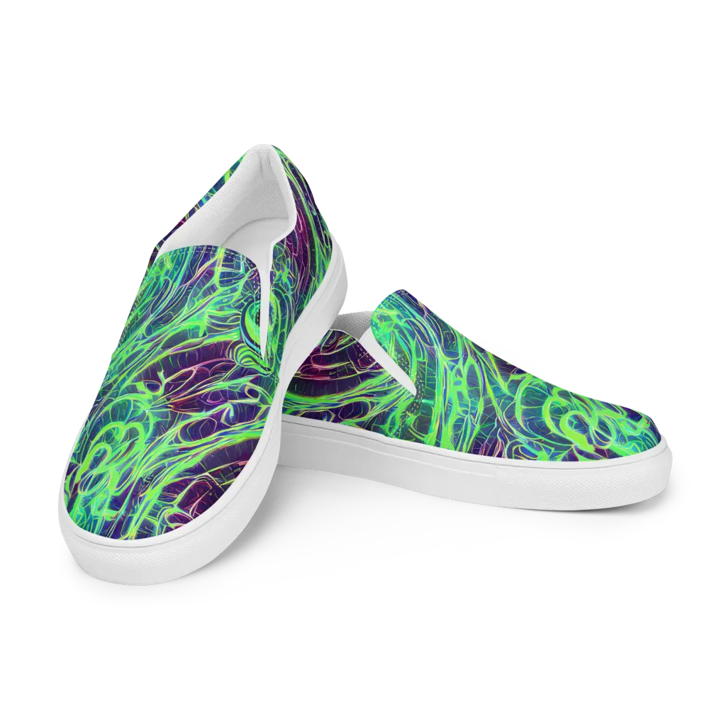 Synthwave Canopy on Men's Slip-On Canvas Shoes — Left Front