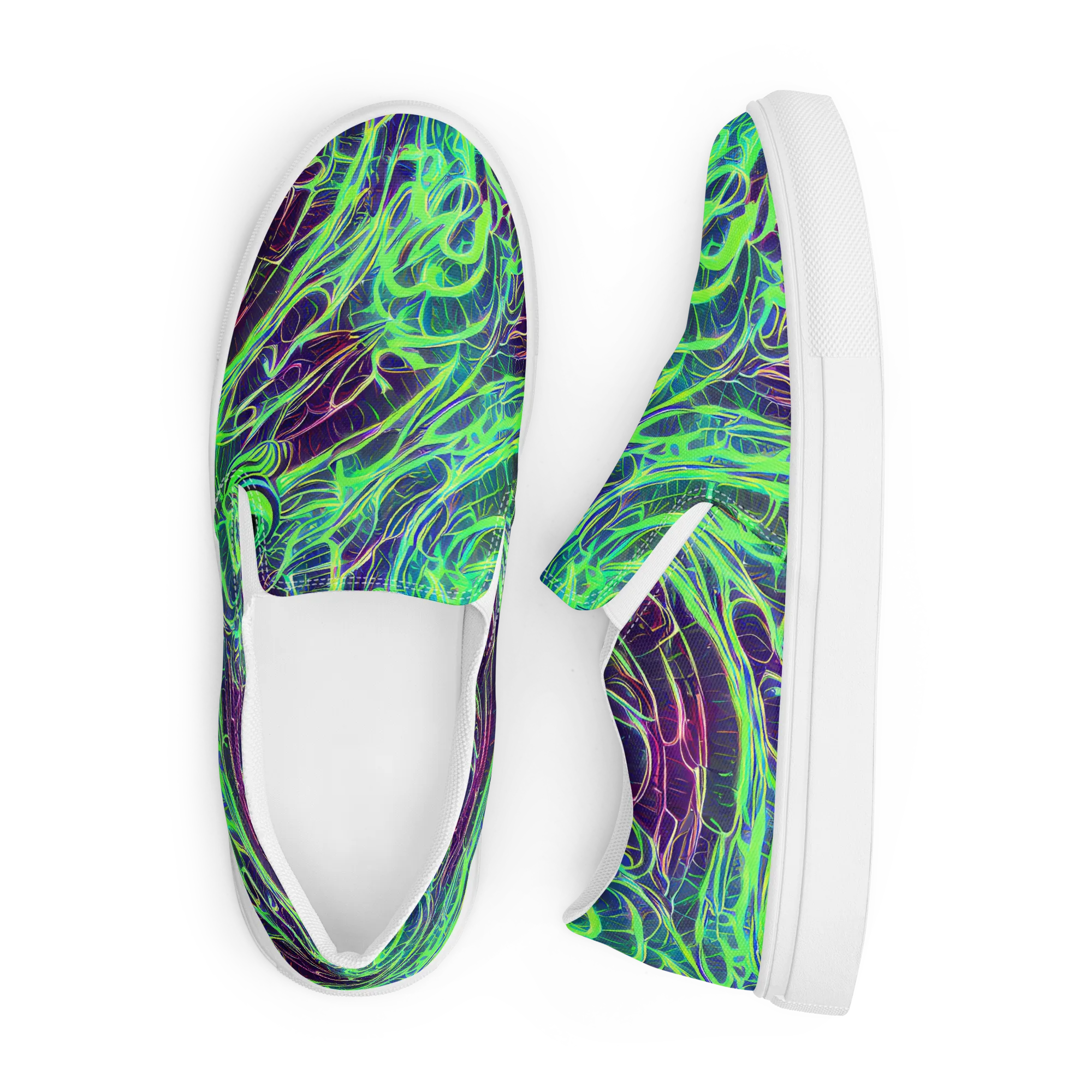 Synthwave Canopy on Men's Slip-On Canvas Shoes — Front
