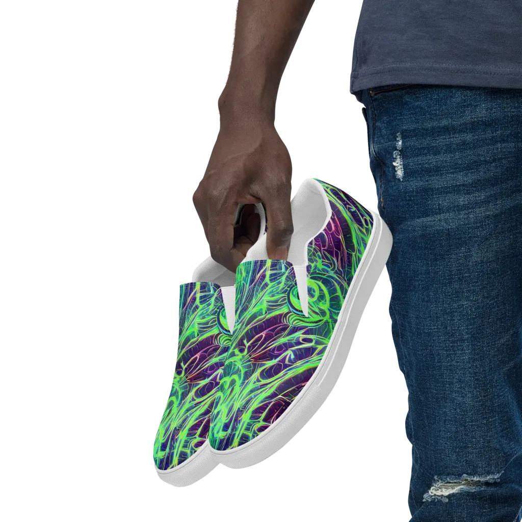 Synthwave Canopy on Men's Slip-On Canvas Shoes — Left Front