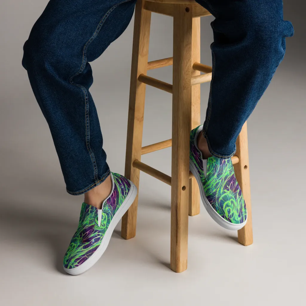 Synthwave Canopy on Men's Slip-On Canvas Shoes — Front