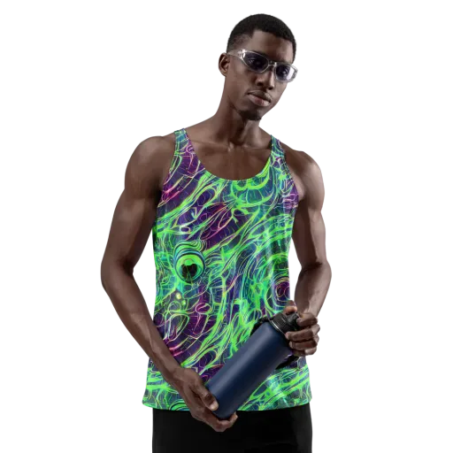 Synthwave Canopy on a Men's Tank Top