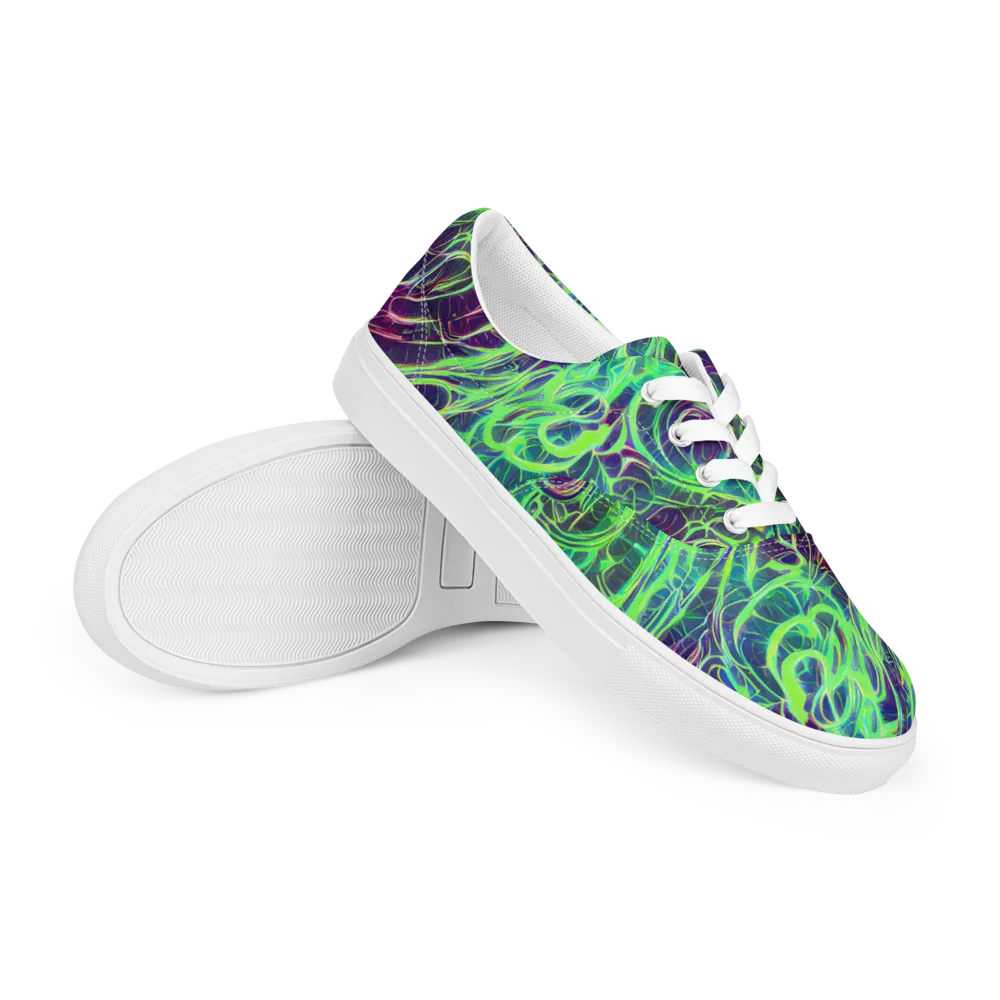 Synthwave Canopy on Men's Lace-Up Canvas Shoes — Right Front