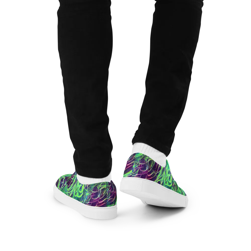 Synthwave Canopy on Men's Lace-Up Canvas Shoes — Back