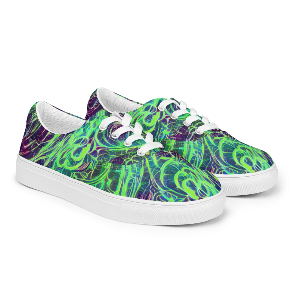 Synthwave Canopy on Men's Lace-Up Canvas Shoes — Right Front