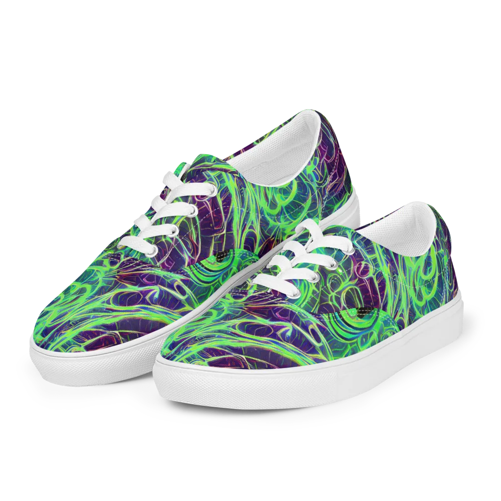 Synthwave Canopy on Men's Lace-Up Canvas Shoes — Left Front