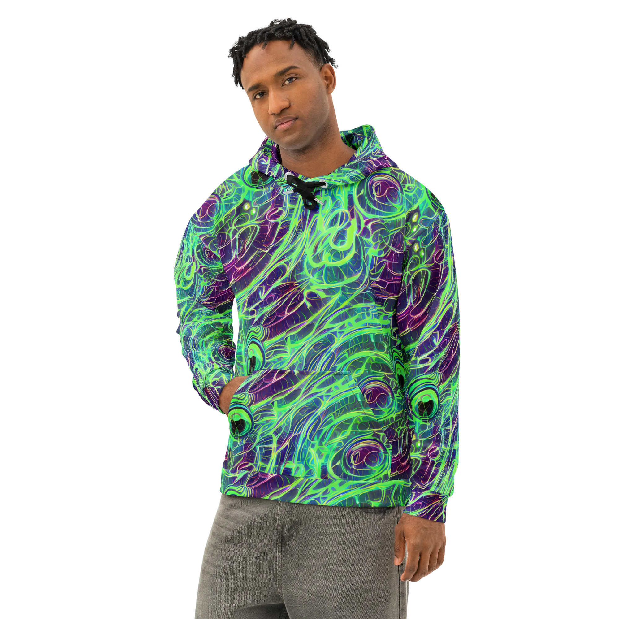 Synthwave Canopy on Cotton Hoodie — Left Front