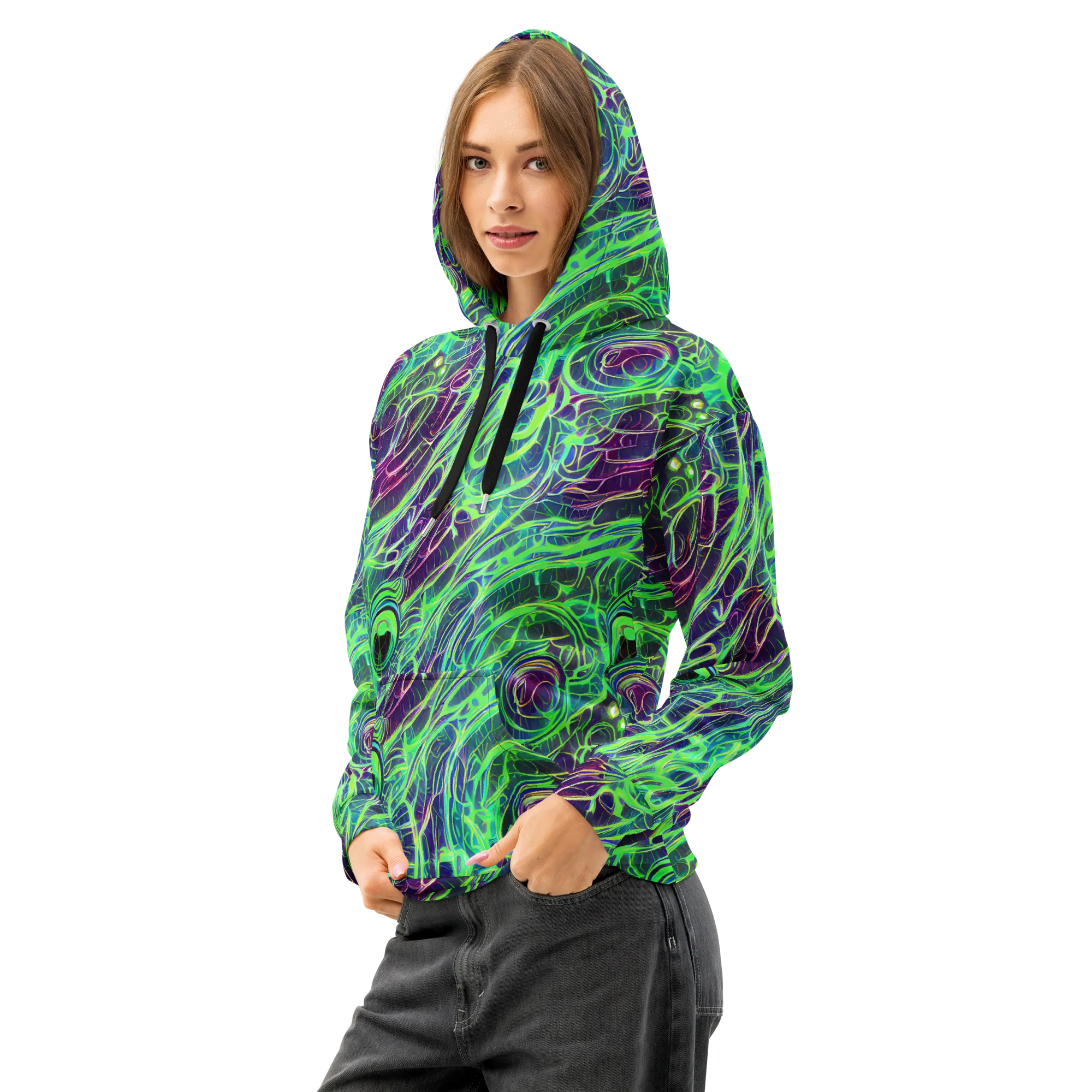 Synthwave Canopy on Cotton Hoodie — Left Front