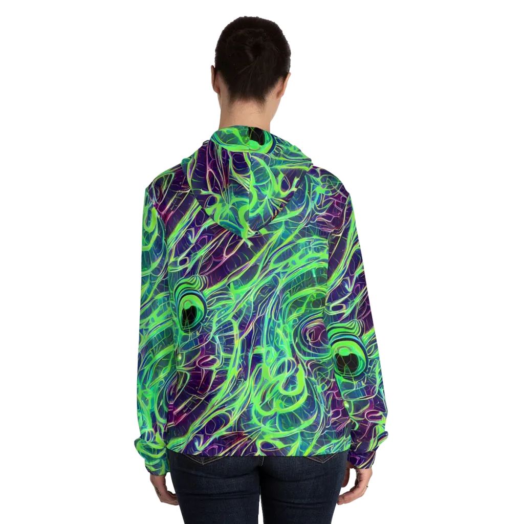 Synthwave Canopy on Women's Full-Zip Hoodie — Back On Person