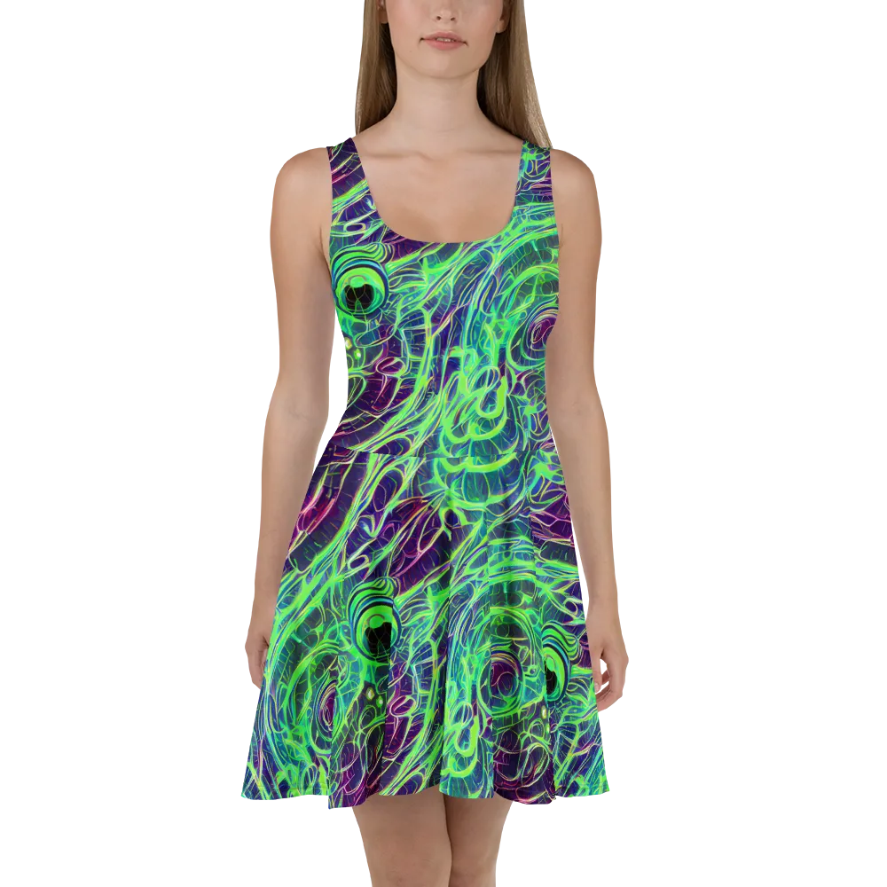 Synthwave Canopy on Skater Dress — Front
