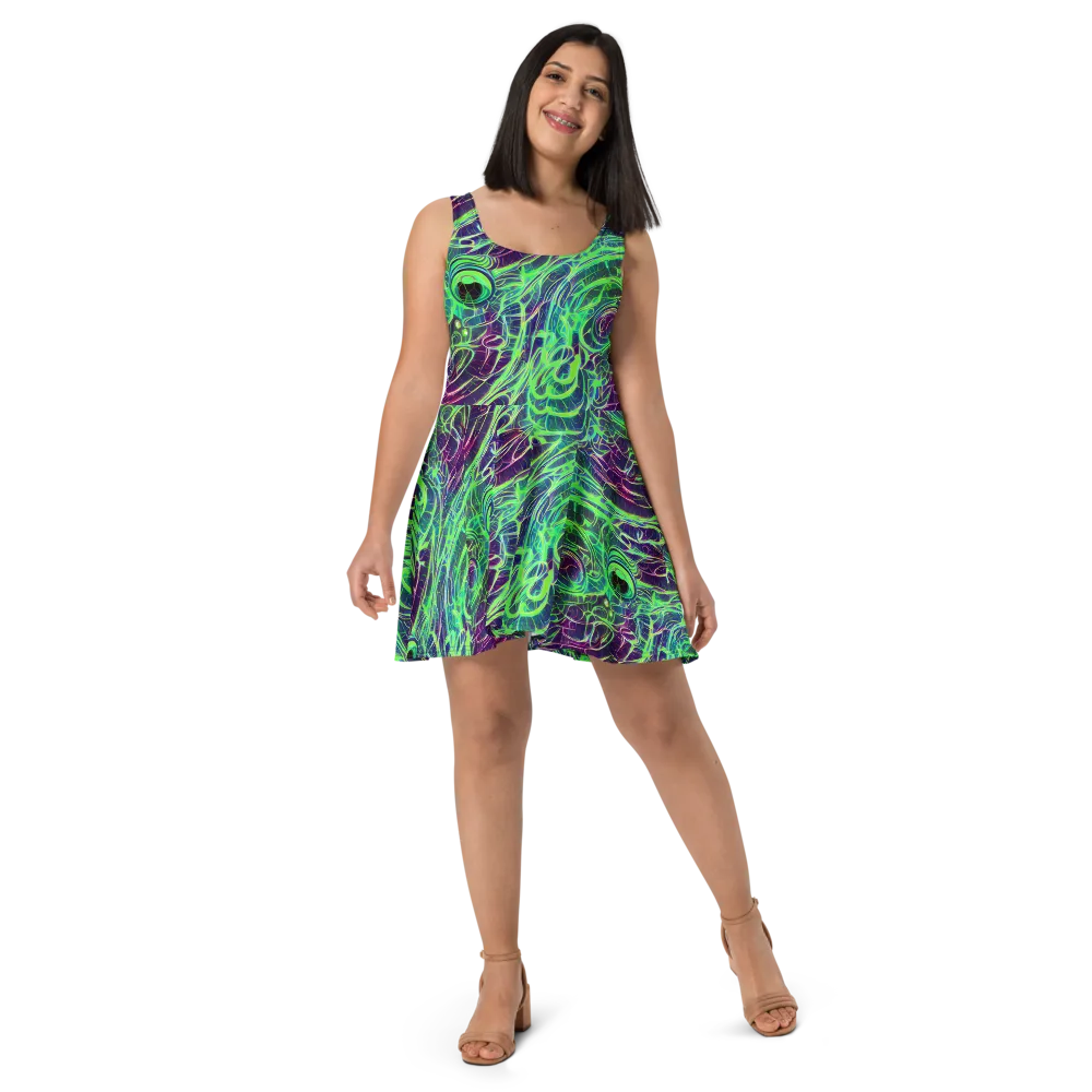 Synthwave Canopy on Skater Dress — Front