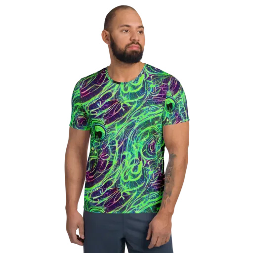 Synthwave Canopy on a Men's Athletic T-Shirt