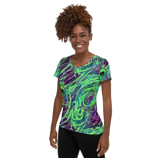 Synthwave Canopy on a Women's Athletic T-Shirt