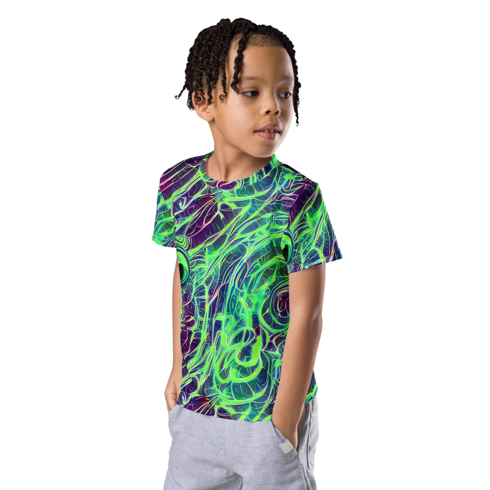 Synthwave Canopy on Kids Crew Neck T-Shirt — Left Front