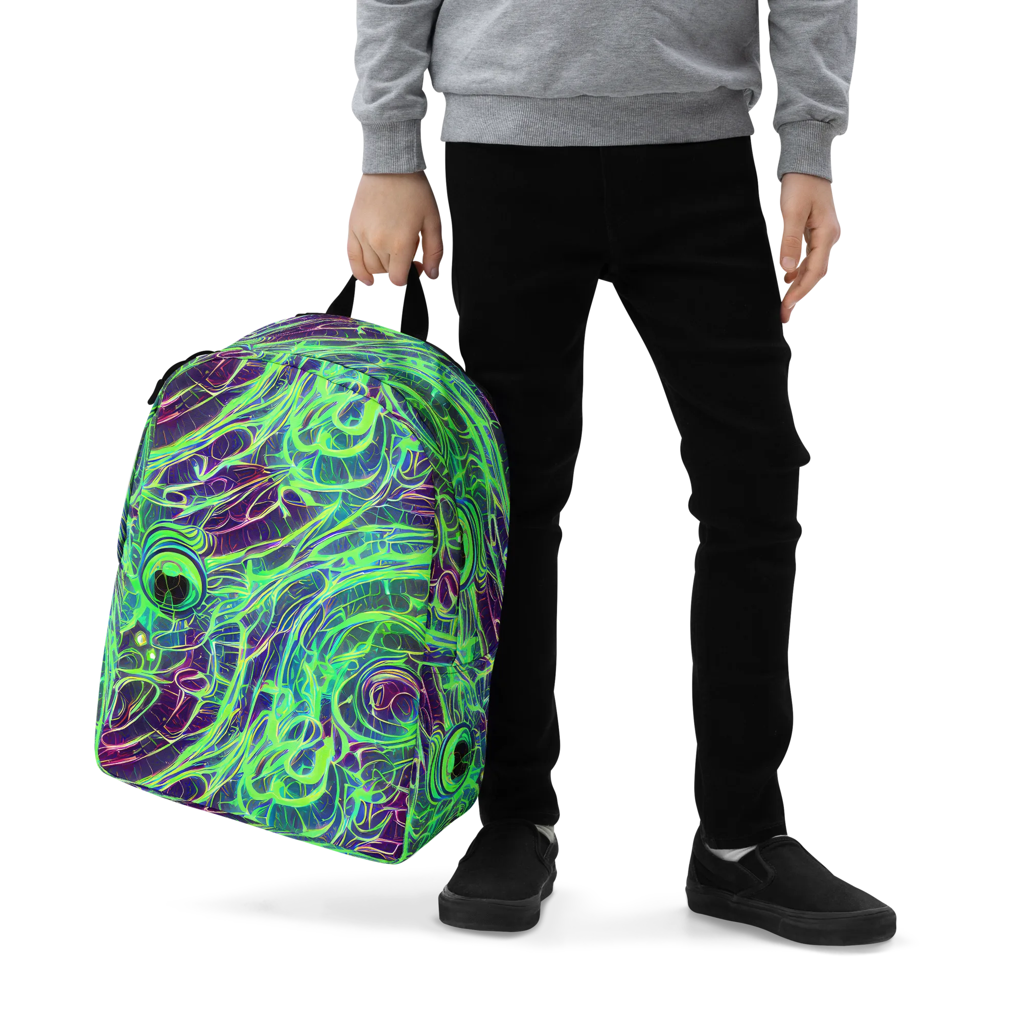Synthwave Canopy on Minimalist Backpack — Zoomed-in