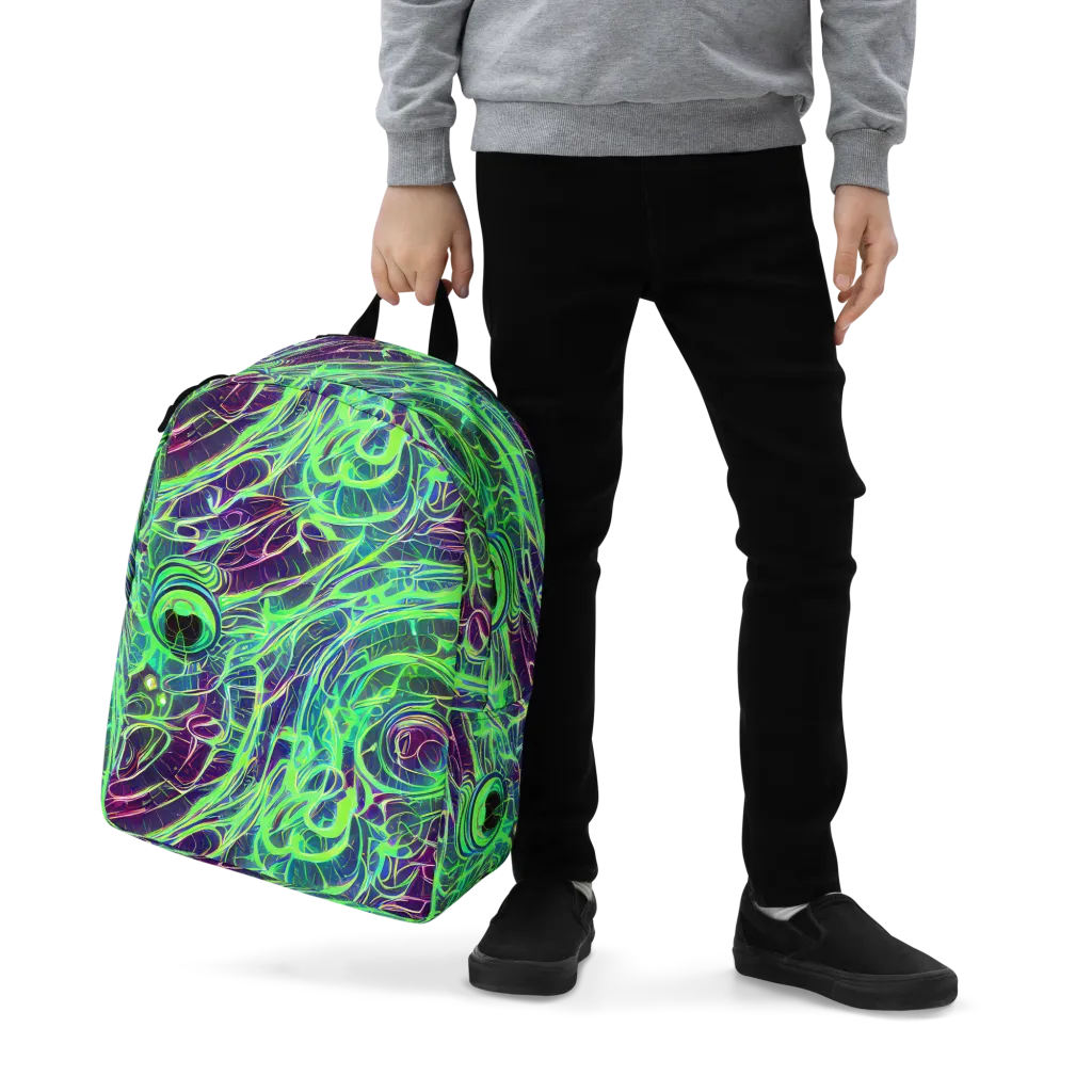 Synthwave Canopy on Minimalist Backpack — Zoomed-in