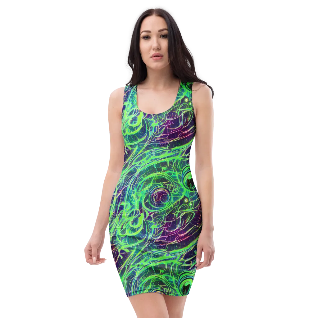 Synthwave Canopy on Bodycon Dress — Front
