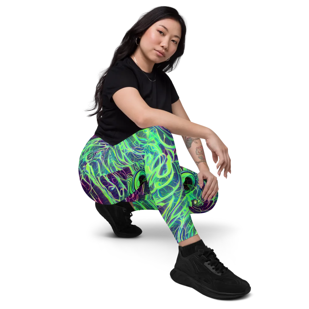 Synthwave Canopy on Leggings with Pockets — Right Front