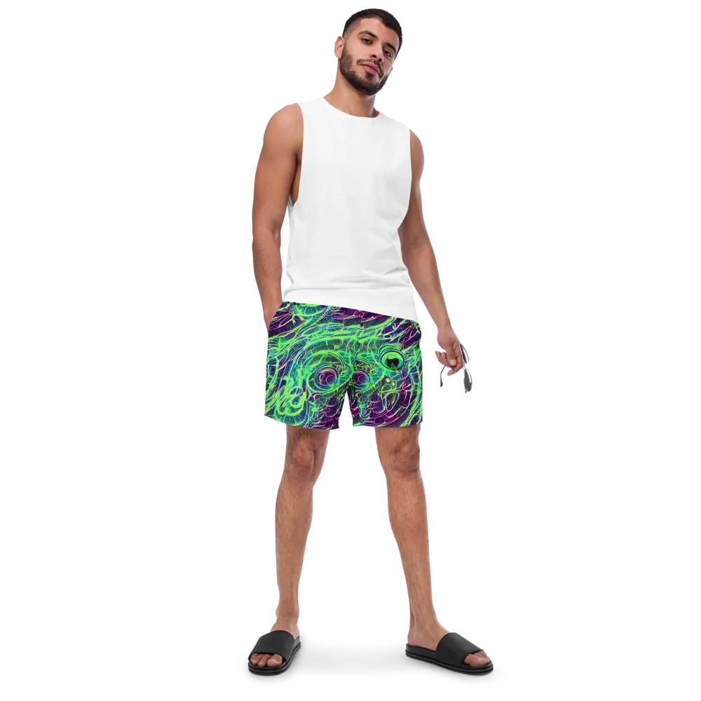 Synthwave Canopy on Swim Trunks — Front