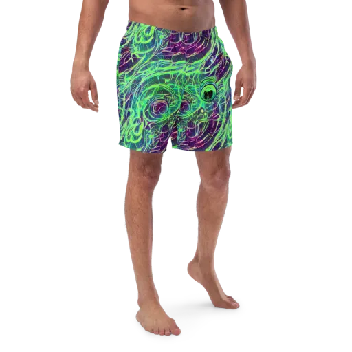Synthwave Canopy on a Swim Trunks