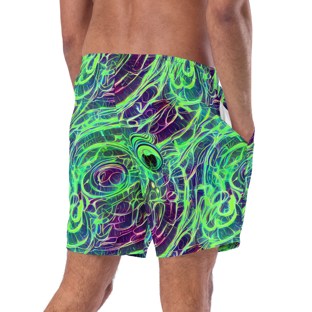 Synthwave Canopy on Swim Trunks — Right Back