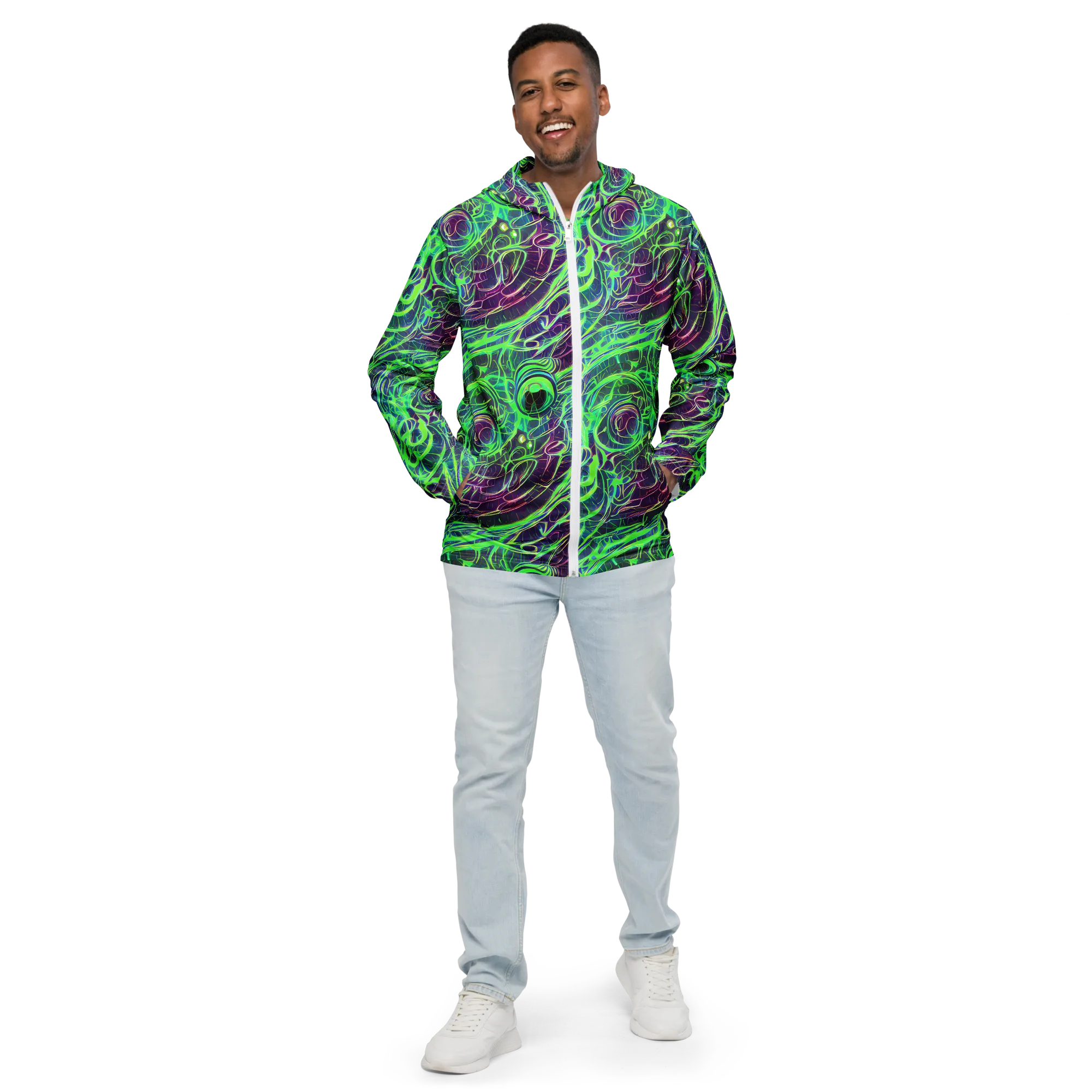 Synthwave Canopy on Men's Windbreaker — Front