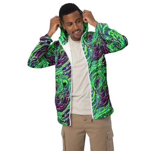 Synthwave Canopy on a Men's Windbreaker