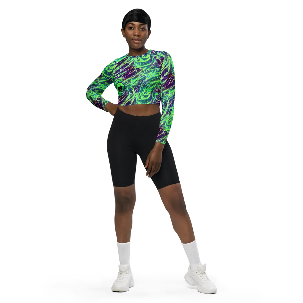 Synthwave Canopy on Long Sleeve Crop Top — Front
