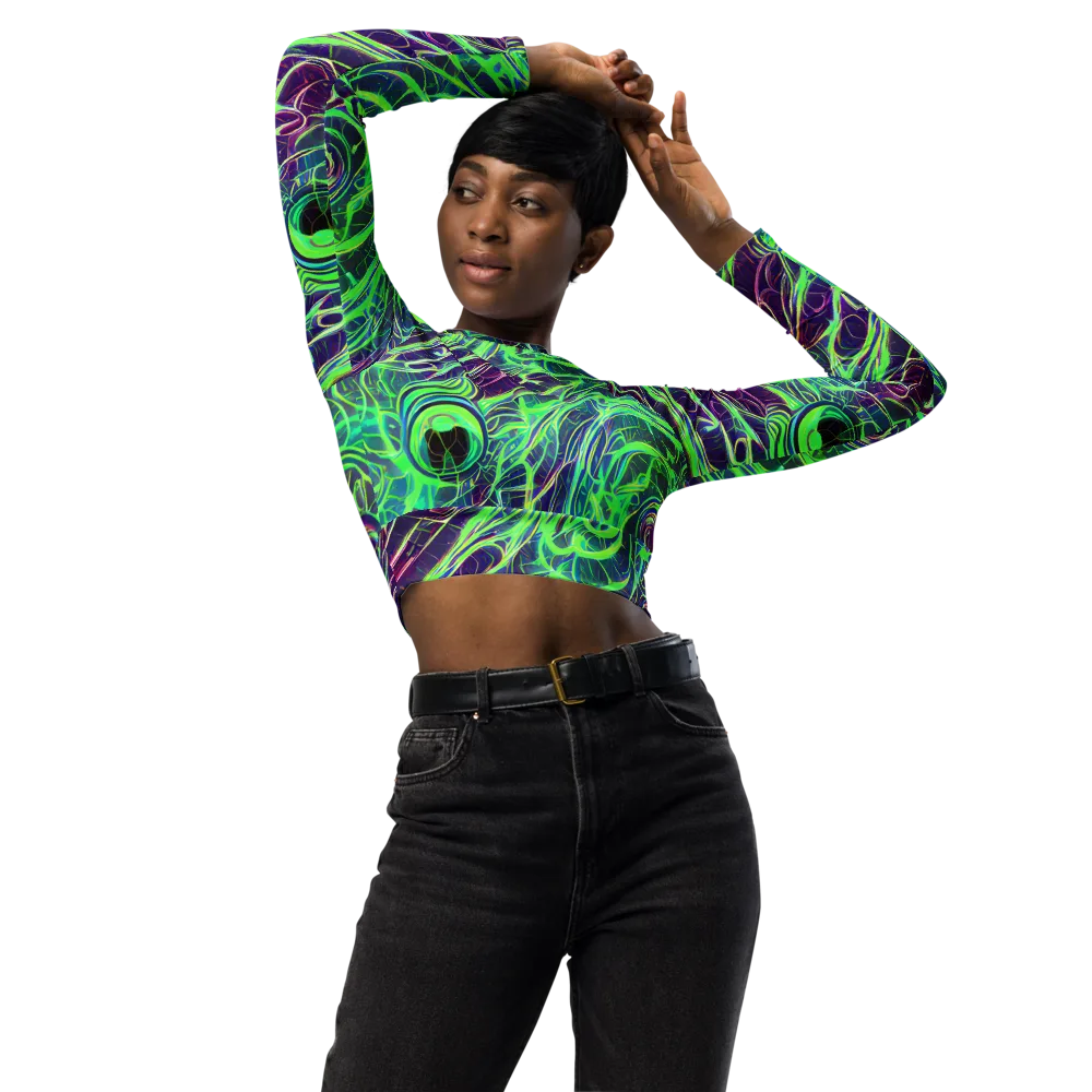 Synthwave Canopy on Long Sleeve Crop Top — Front