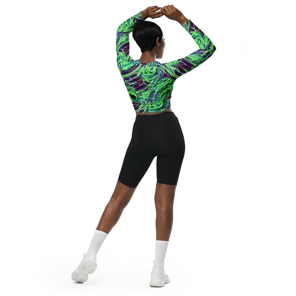 Synthwave Canopy on Long Sleeve Crop Top — Back