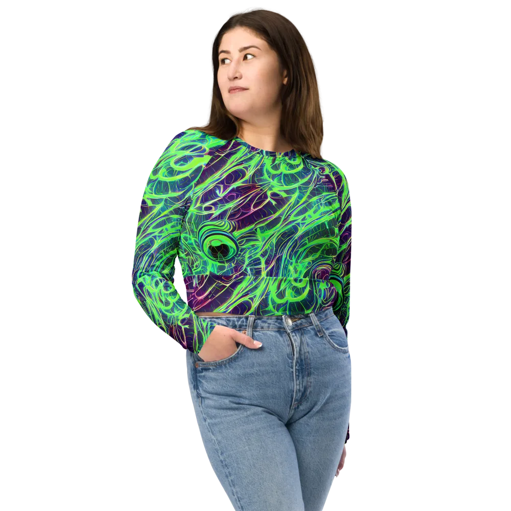 Synthwave Canopy on Long Sleeve Crop Top — Front