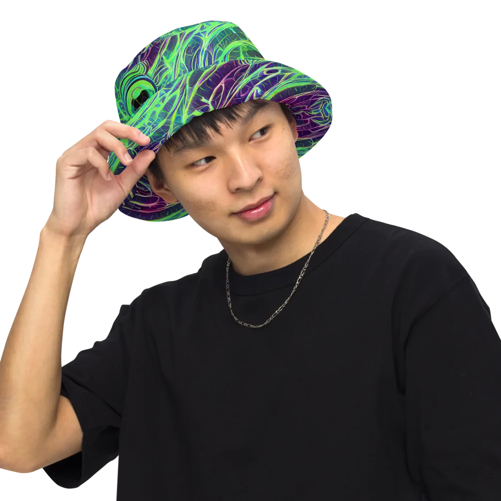 Synthwave Canopy on Reversible Bucket Hat — Front Inside