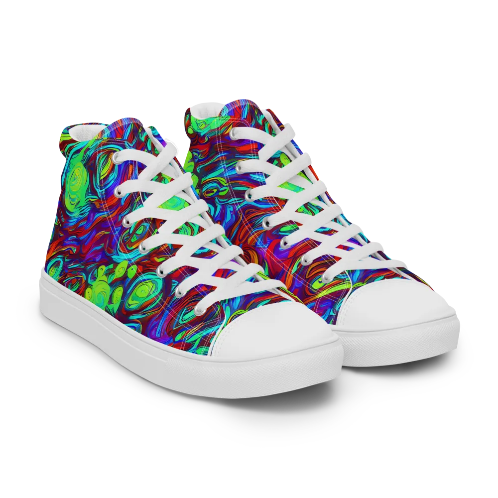 Limewave on Men's High Top Canvas Shoes — Right Front