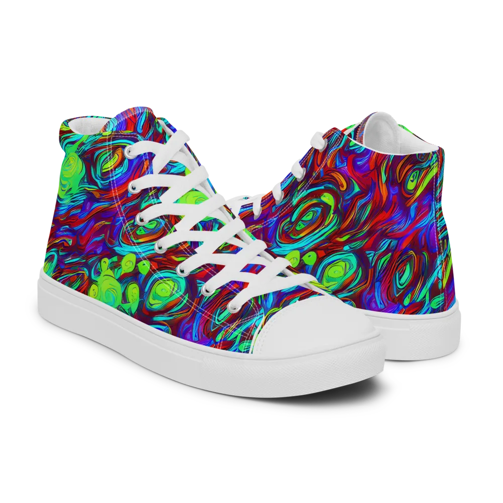 Limewave on Men's High Top Canvas Shoes — Right